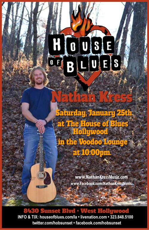 Nathan Kress @ The House of Blues in Hollywood California - Show Poster